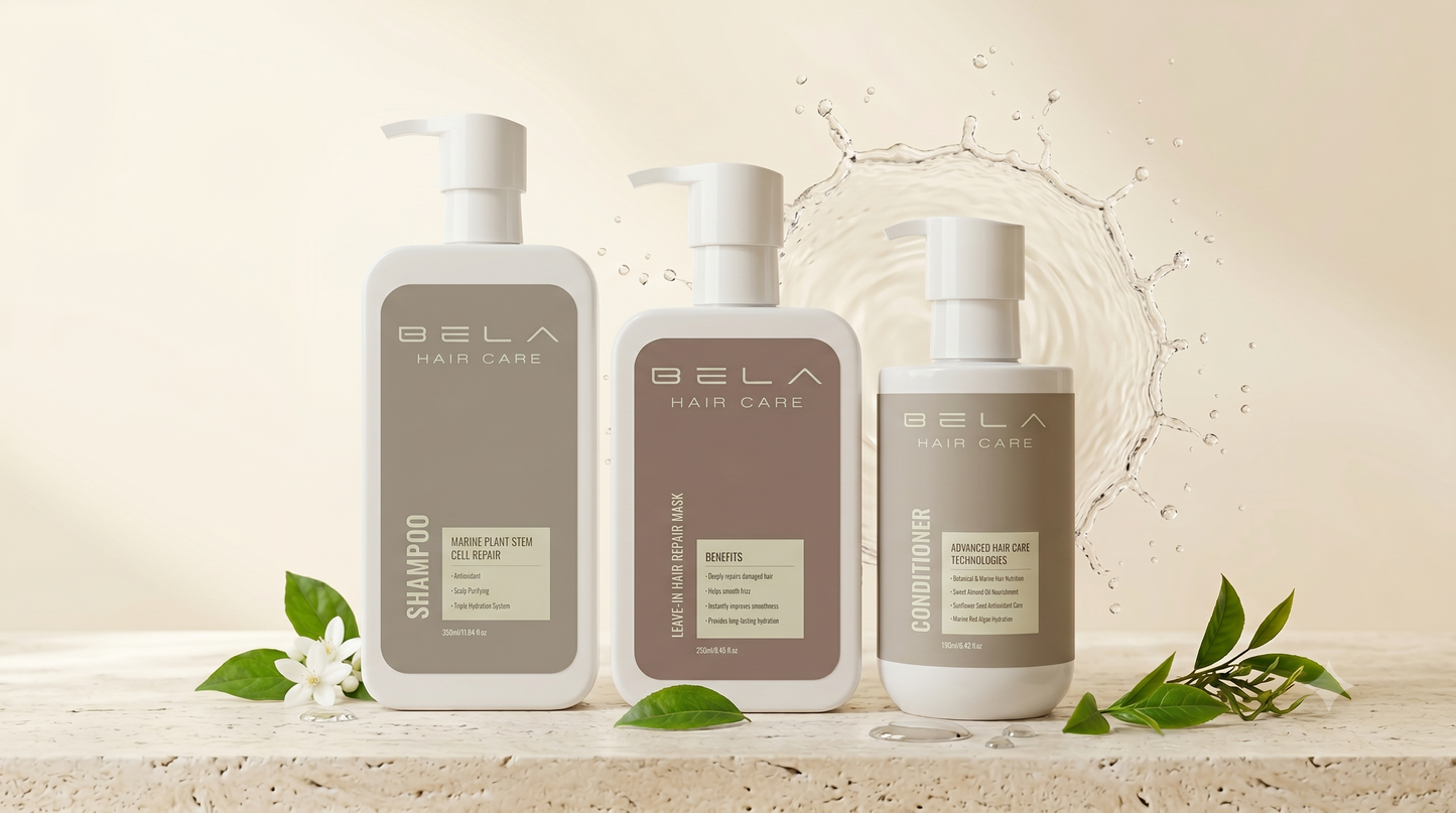 Bela Hair Care — Línea Completa (Shampoo + Acondicionador + Mascarilla)